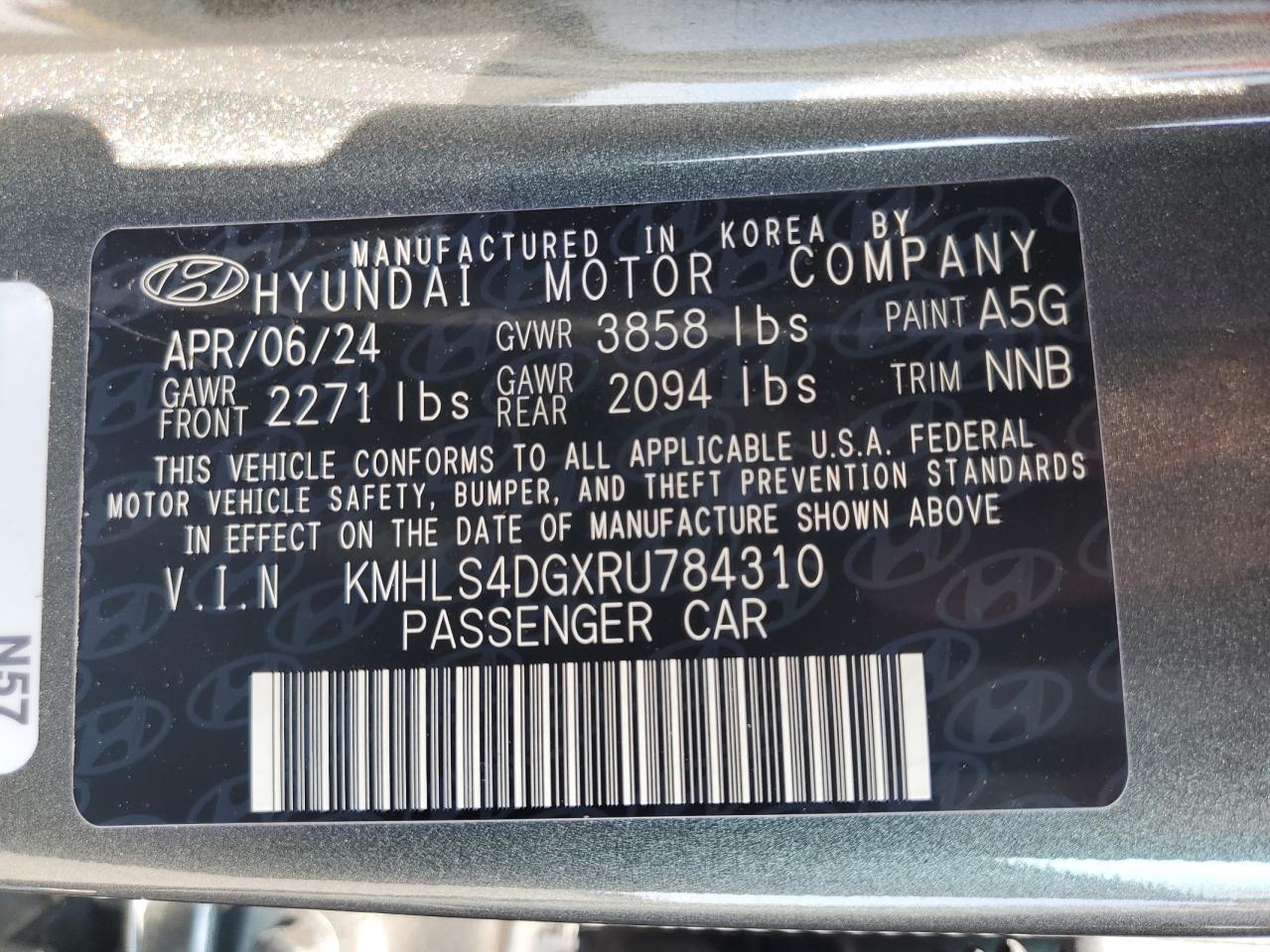 2024 Hyundai Elantra Sel VIN: KMHLS4DGXRU784310 Lot: 68904754