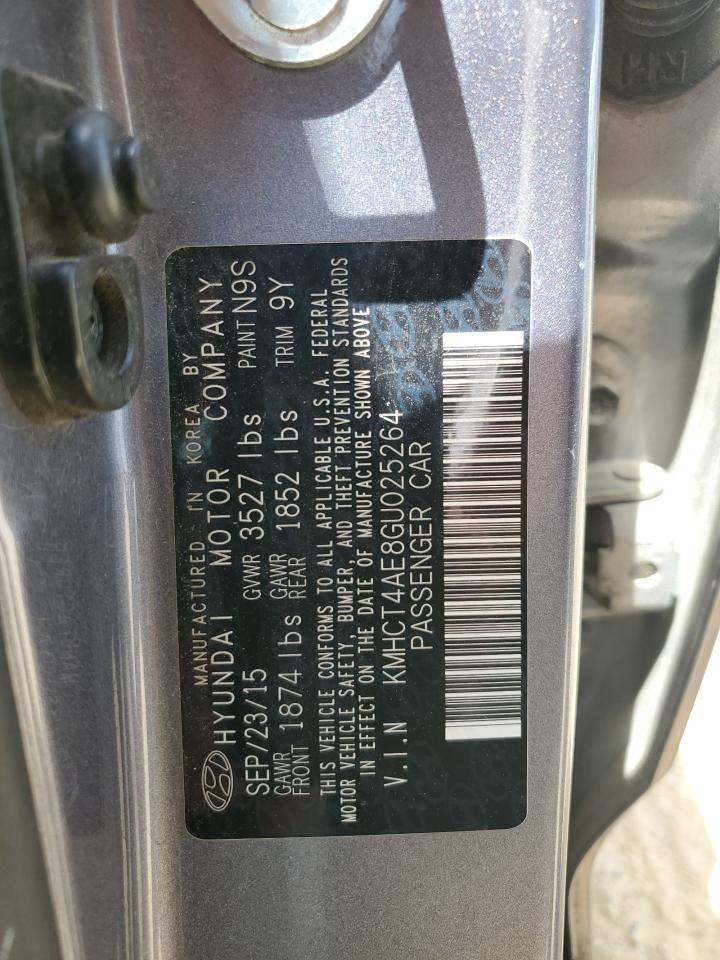 2016 Hyundai Accent Se VIN: KMHCT4AE8GU025264 Lot: 65665354