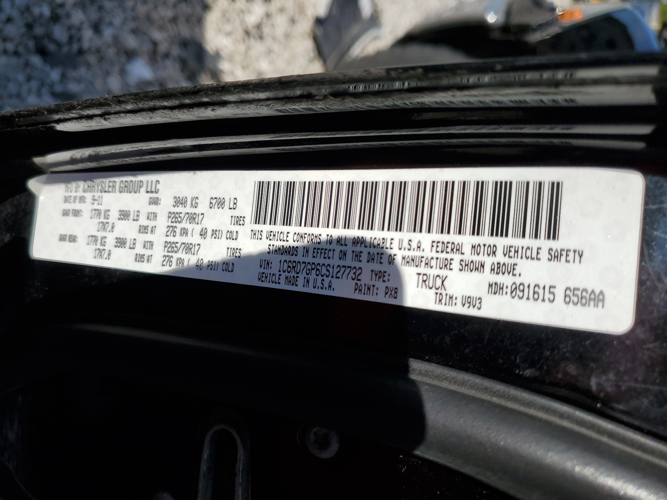 1C6RD7GP6CS127732 2012 Dodge Ram 1500 Slt