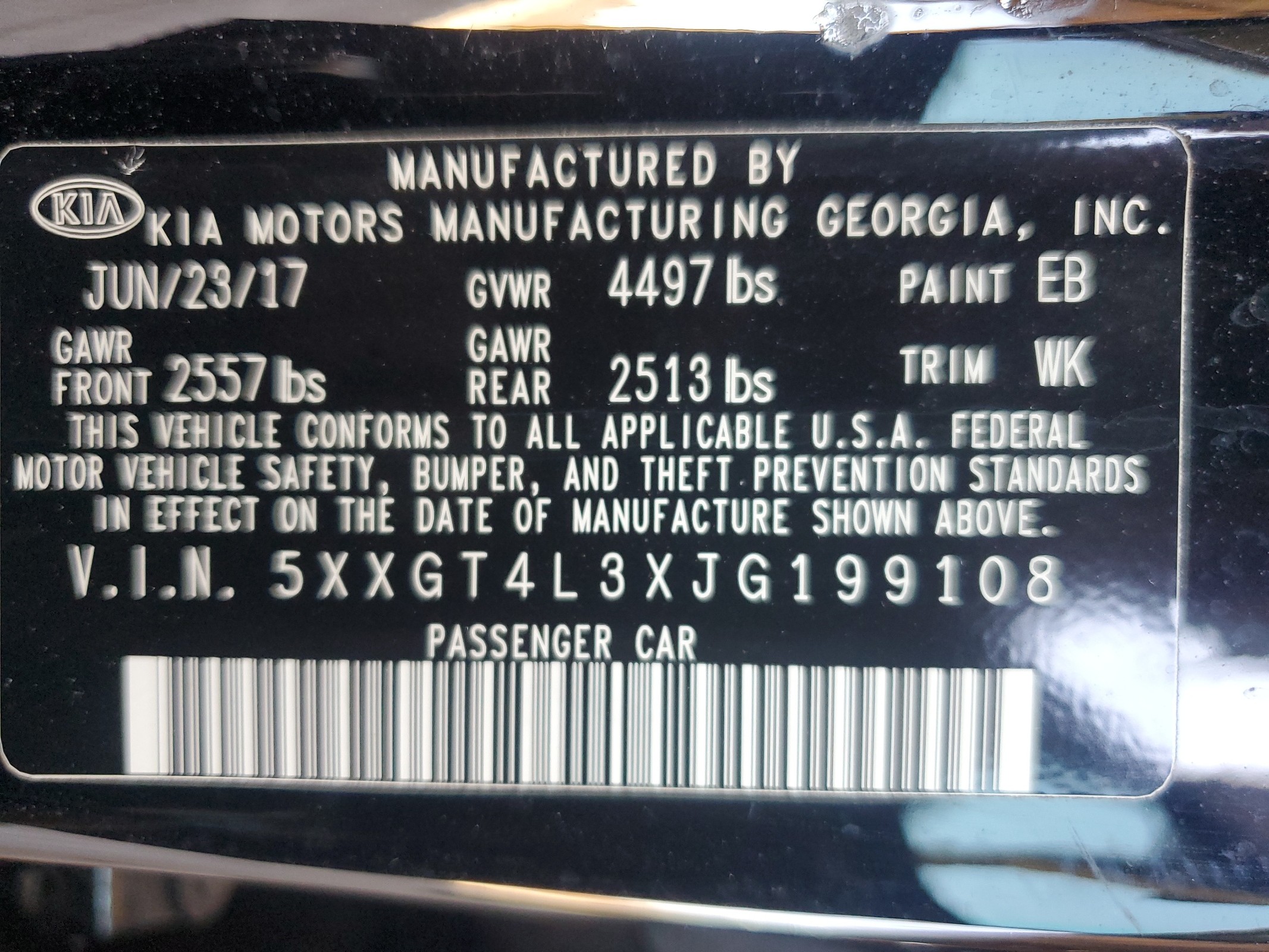 5XXGT4L3XJG199108 2018 Kia Optima Lx