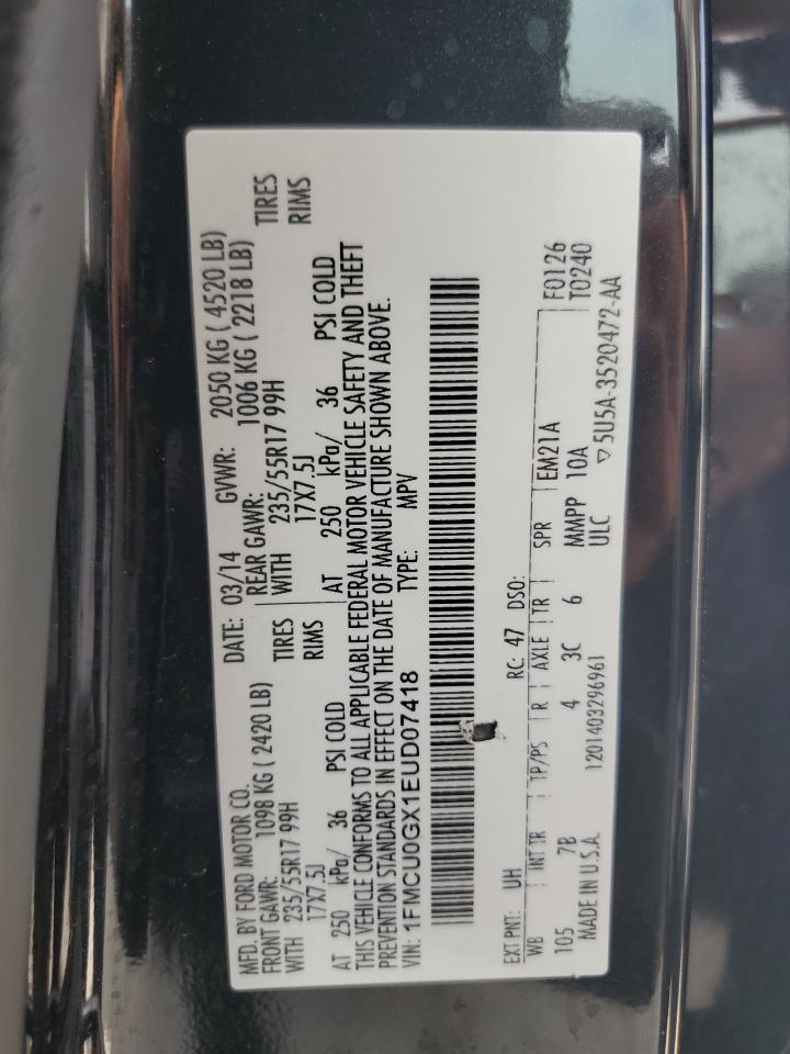 2014 Ford Escape Se VIN: 1FMCU0GX1EUD07418 Lot: 65671564