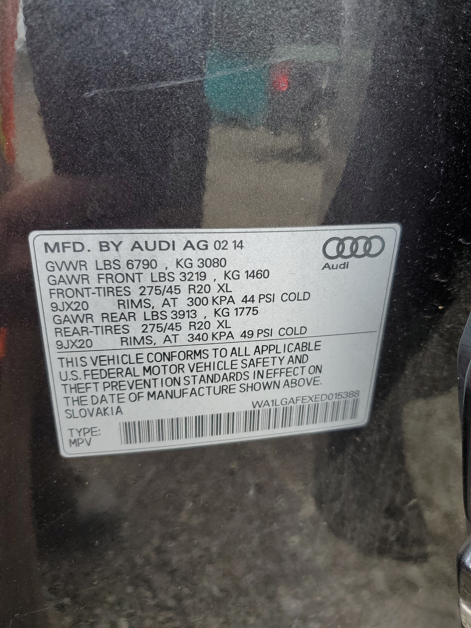 WA1LGAFEXED015388 2014 Audi Q7 Premium Plus