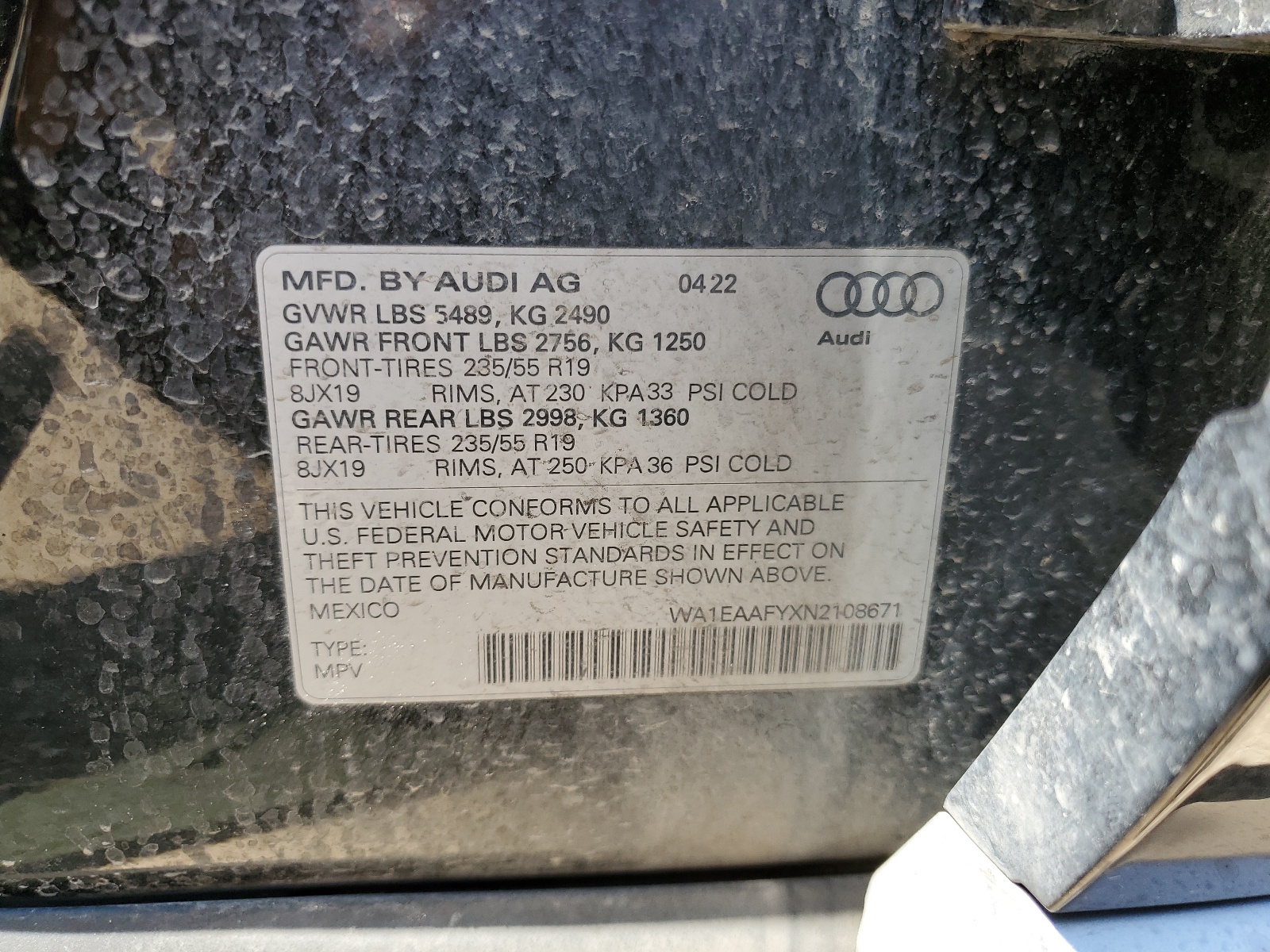 WA1EAAFYXN2108671 2022 Audi Q5 Premium Plus 45