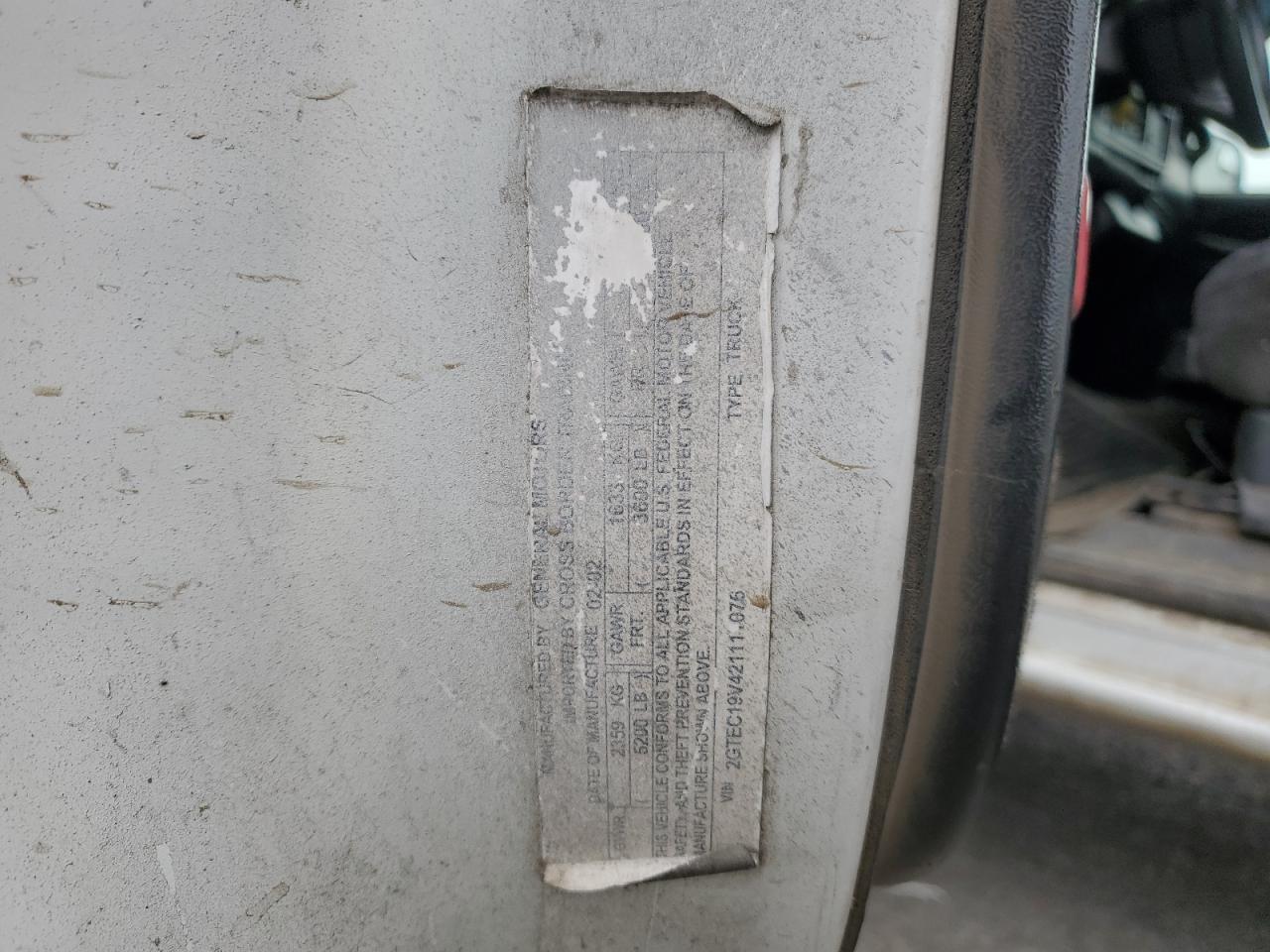 2002 GMC New Sierra C1500 VIN: 2GTEC19V421111076 Lot: 68361784