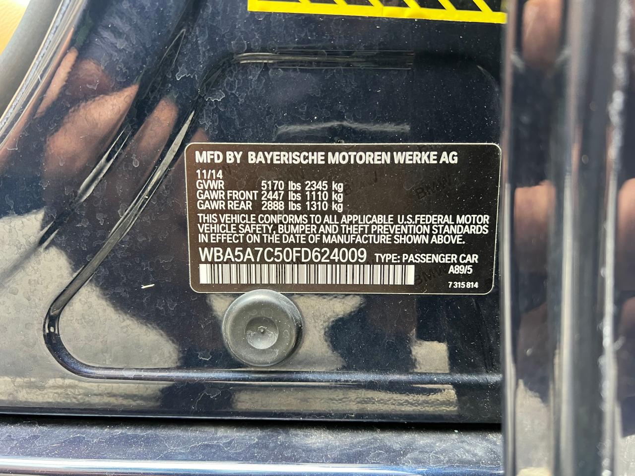 2015 BMW 528 Xi VIN: WBA5A7C50FD624009 Lot: 68944574