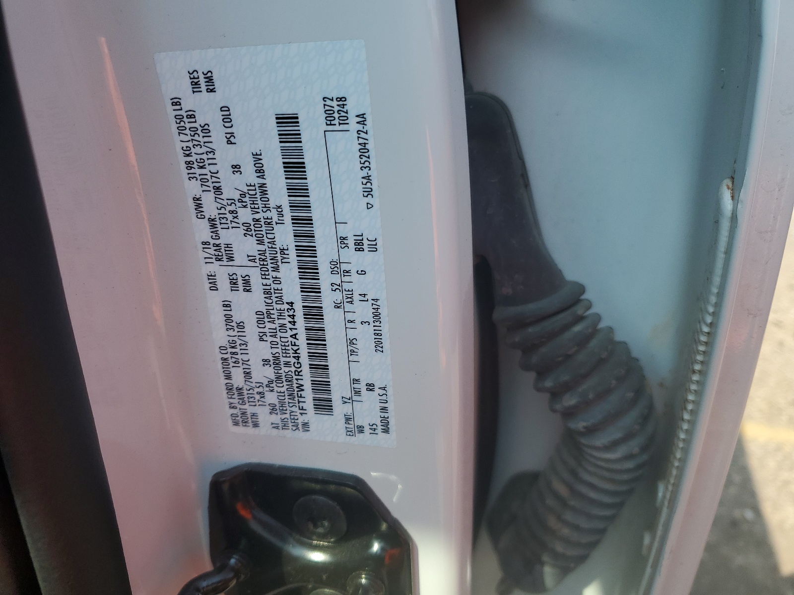 1FTFW1RG4KFA14434 2019 Ford F150 Raptor 1FTFW1RG4KFA14434 2019 Ford F150 Raptor
