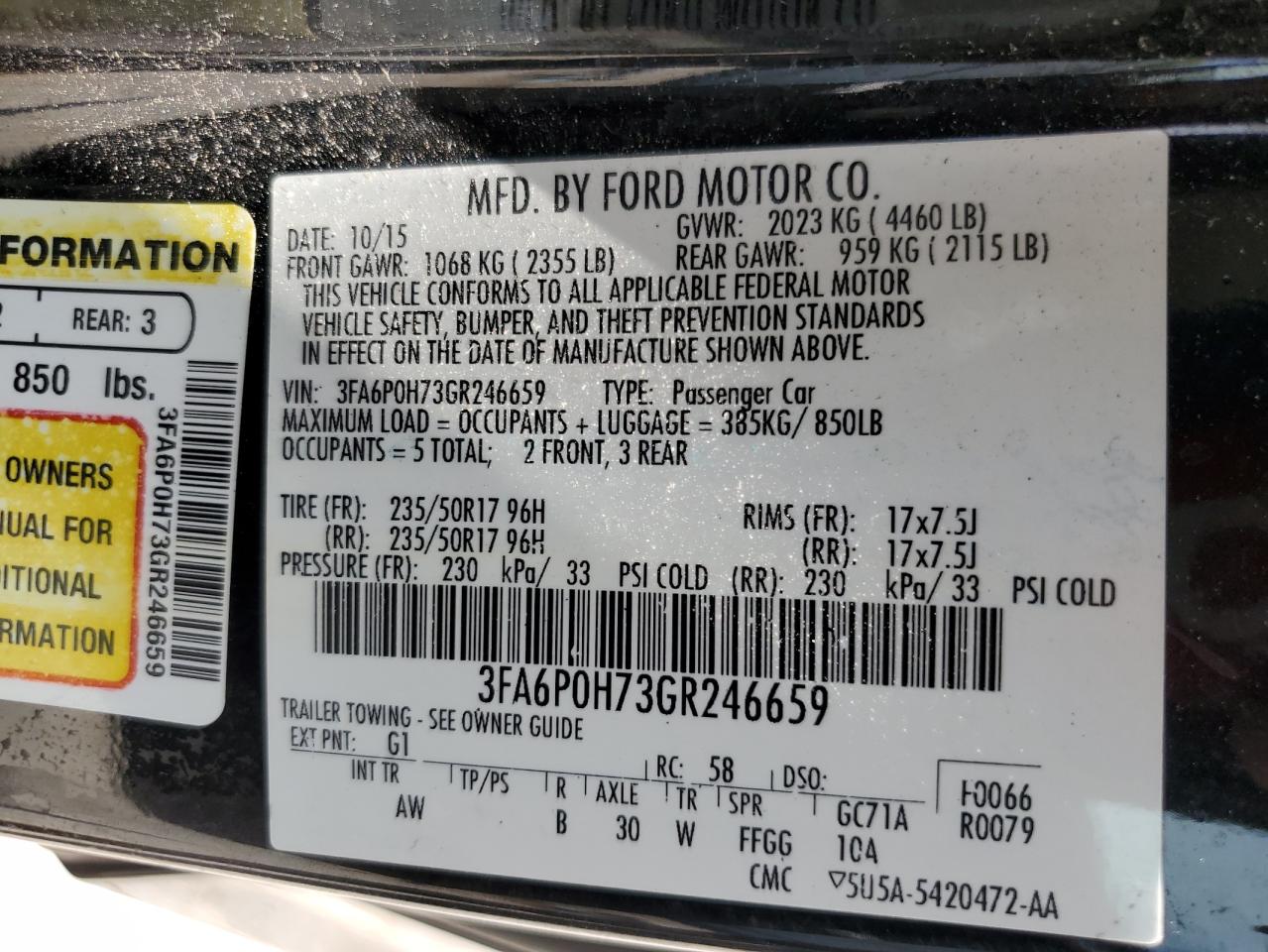 3FA6P0H73GR246659 2016 Ford Fusion Se