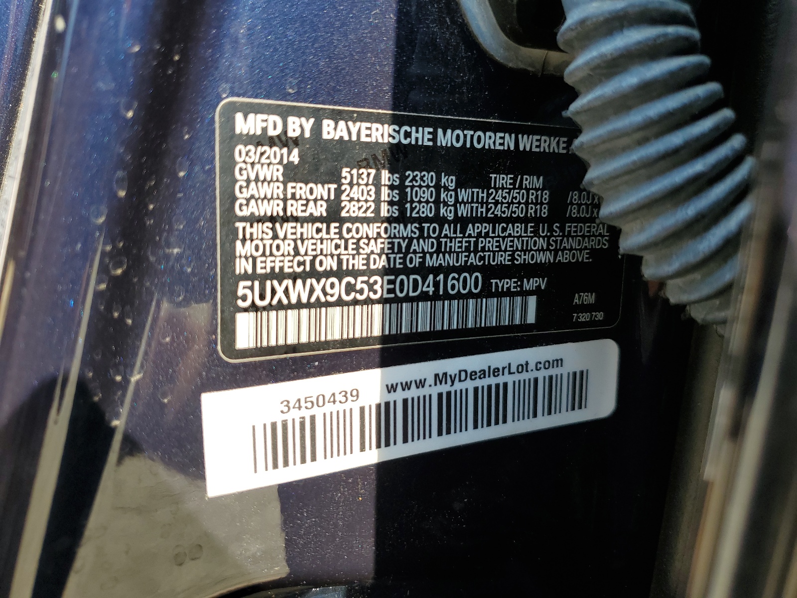 5UXWX9C53E0D41600 2014 BMW X3 xDrive28I