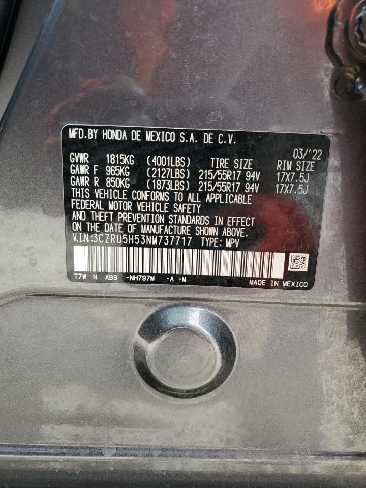 2022 Honda Hr-V Ex VIN: 3CZRU5H53NM737717 Lot: 65739314
