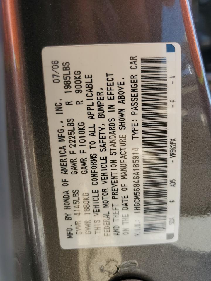 1HGCM56846A185914 2006 Honda Accord Ex