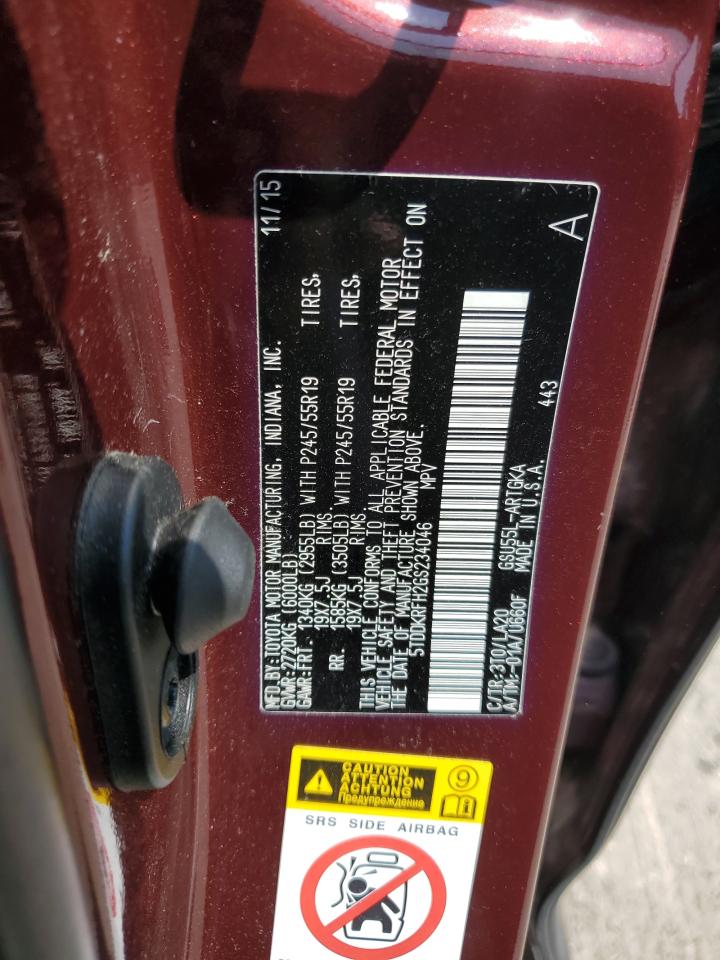 2016 Toyota Highlander Limited VIN: 5TDDKRFH2GS234046 Lot: 68673834