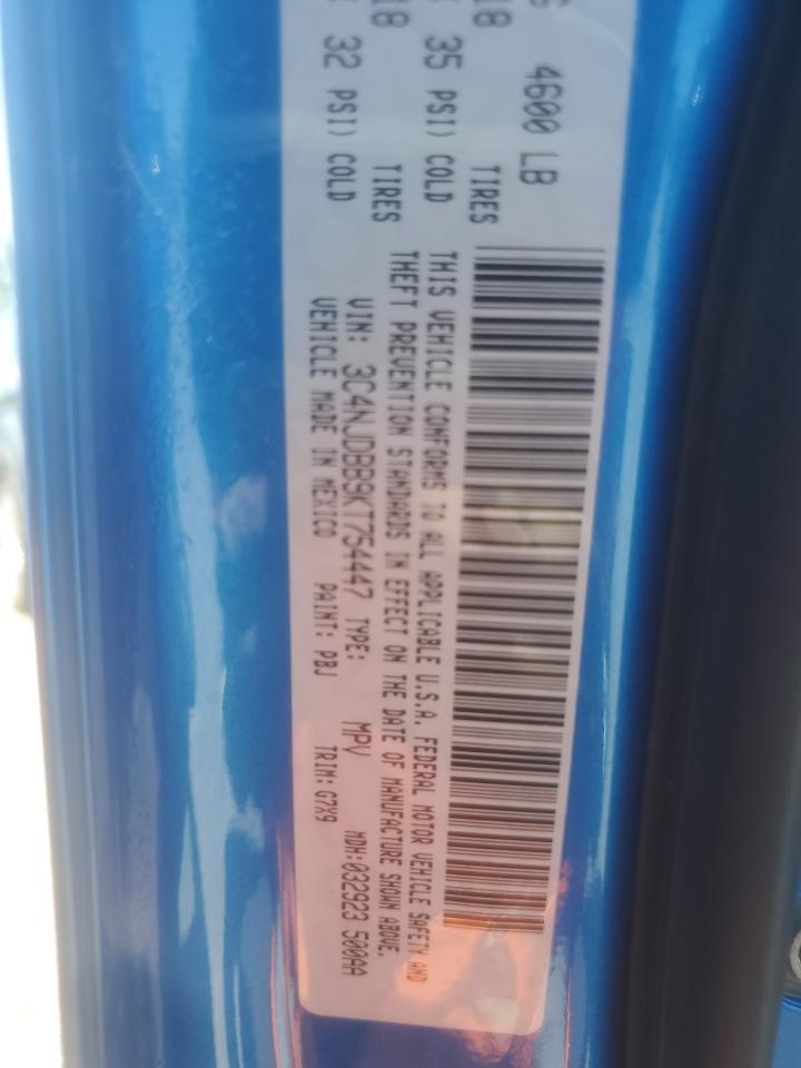 2019 Jeep Compass Latitude VIN: 3C4NJDBB9KT754447 Lot: 66312744