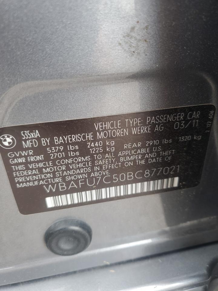 2011 BMW 535 Xi VIN: WBAFU7C50BC877021 Lot: 63264784