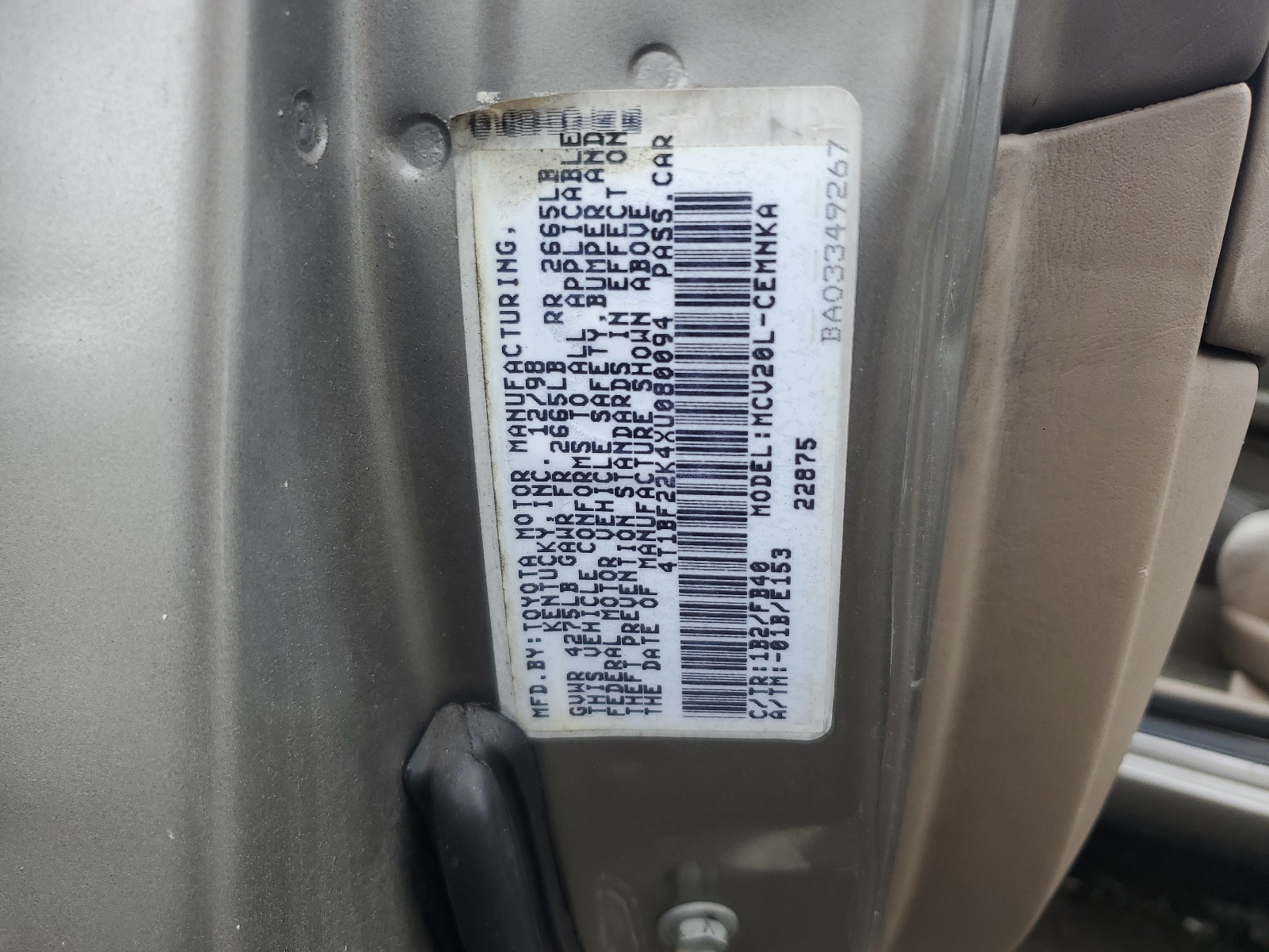 4T1BF22K4XU080094 1999 Toyota Camry Le