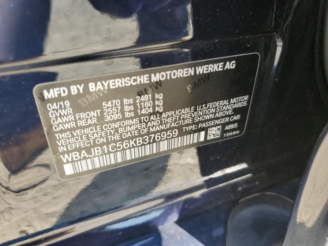 WBAJB1C56KB376959 2019 BMW 530Xe