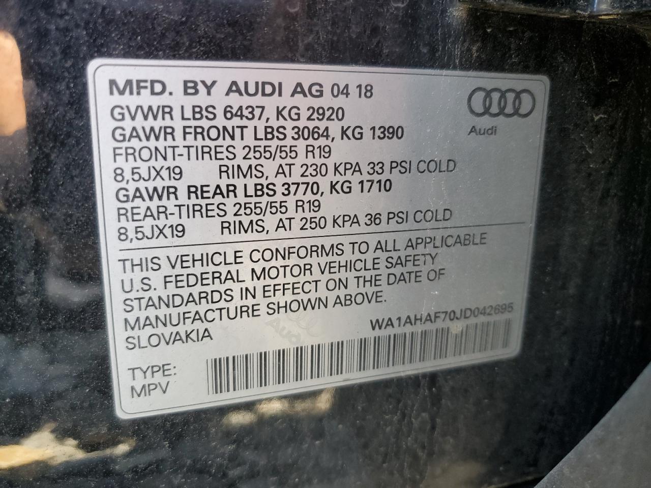 WA1AHAF70JD042695 2018 Audi Q7 Premium