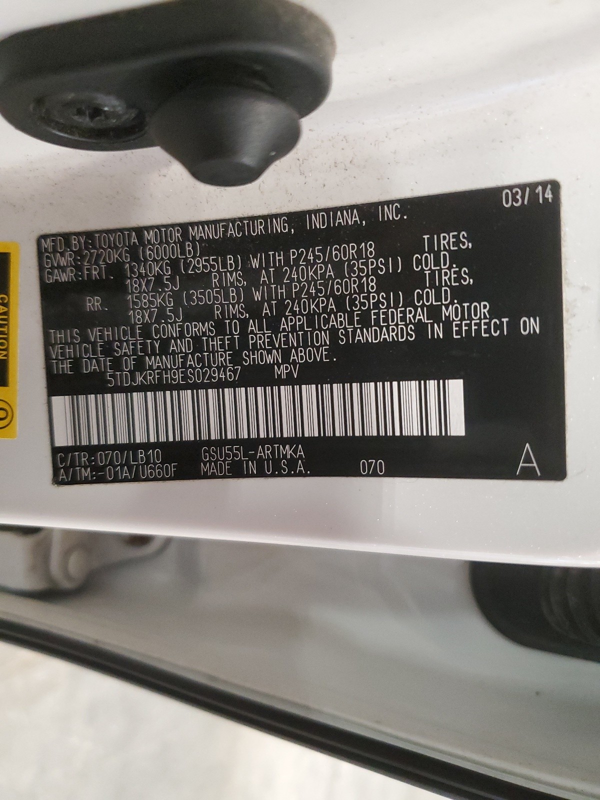 5TDJKRFH9ES029467 2014 Toyota Highlander Xle