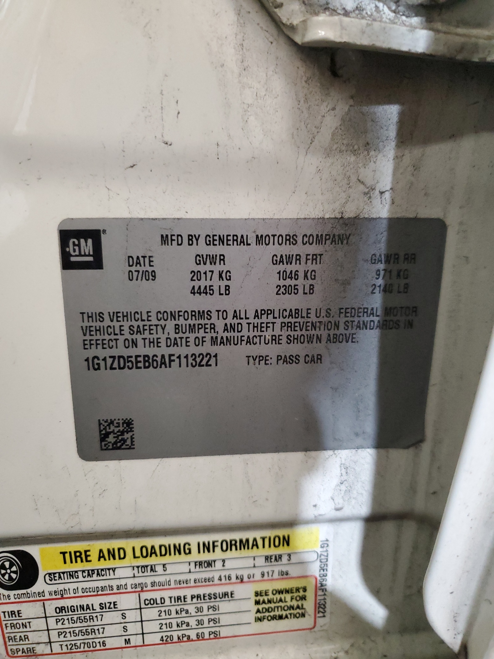 1G1ZD5EB6AF113221 2010 Chevrolet Malibu 2Lt