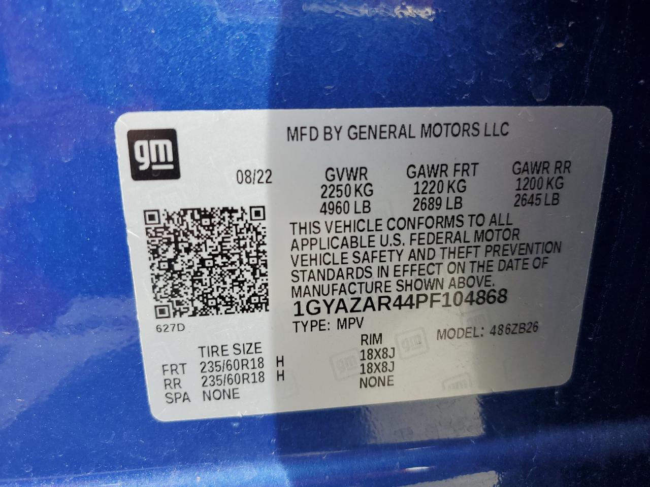 1GYAZAR44PF104868 2023 Cadillac Xt4 Luxury