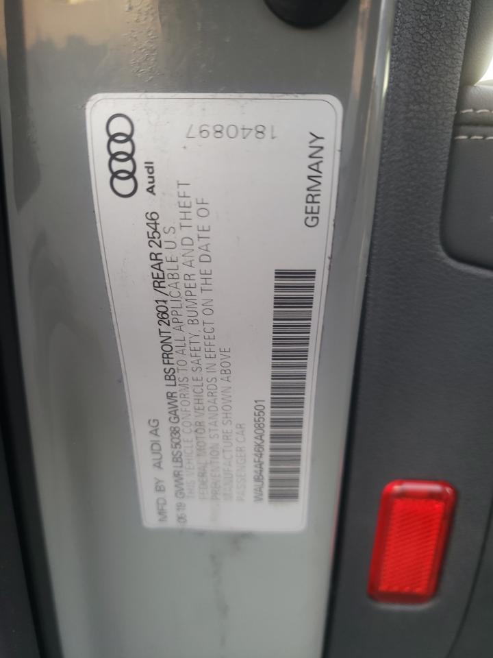 2019 Audi S4 Premium Plus VIN: WAUB4AF46KA085501 Lot: 67741984