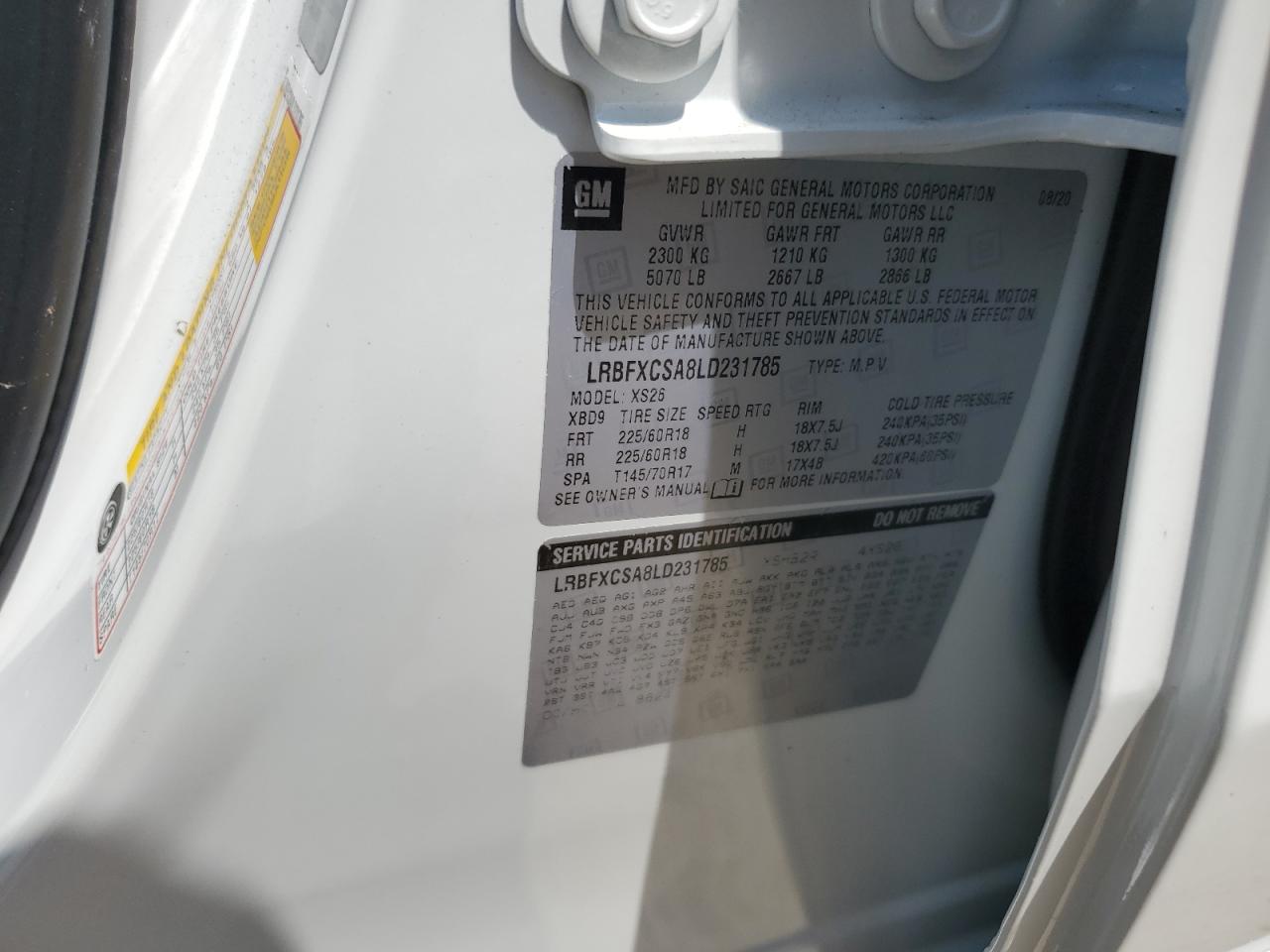 2020 Buick Envision Essence VIN: LRBFXCSA8LD231785 Lot: 65622834