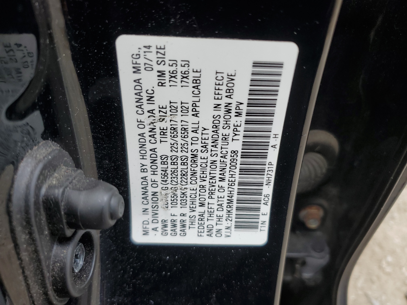 2HKRM4H76EH700958 2014 Honda Cr-V Exl