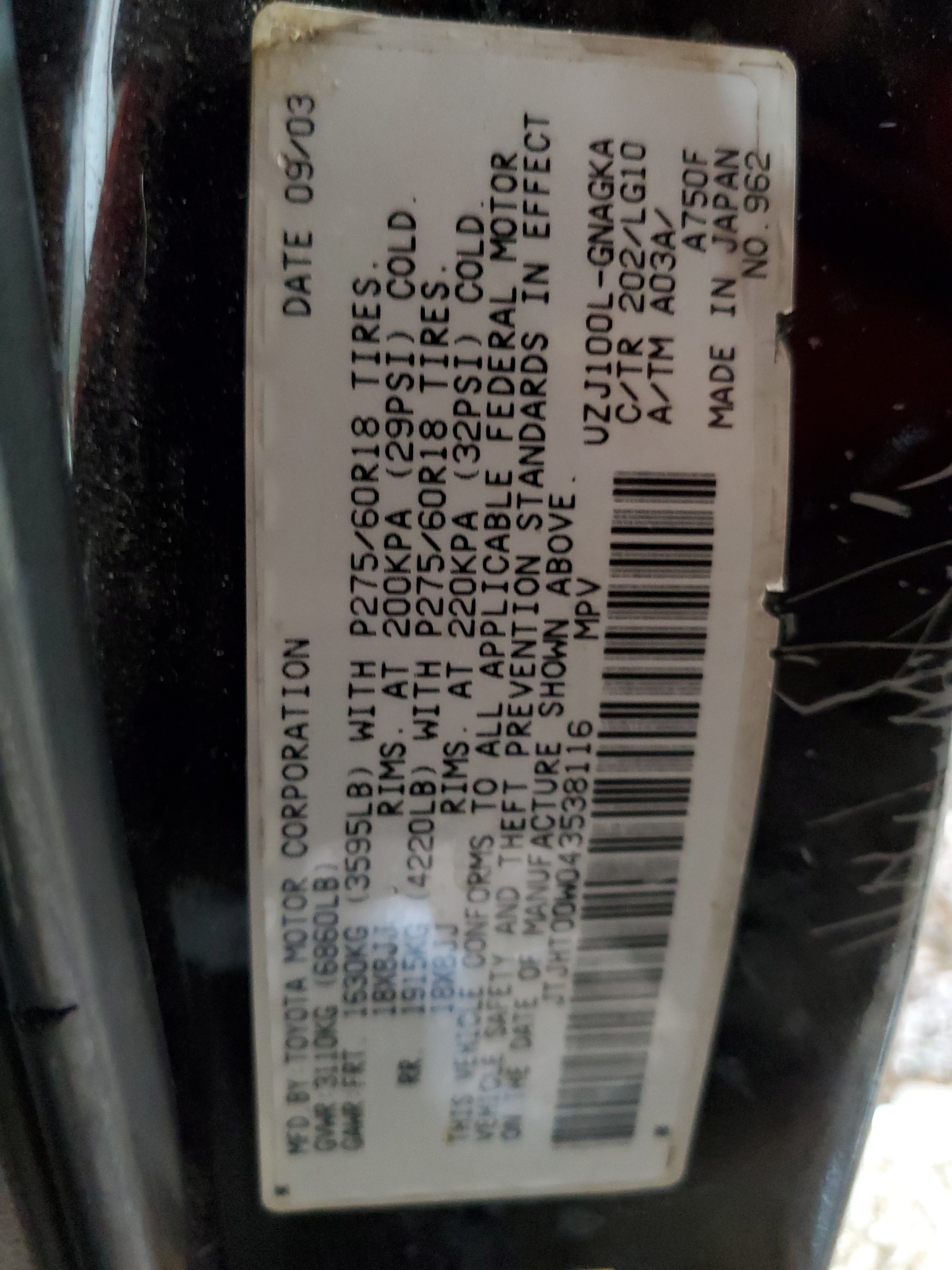 JTJHT00W043538116 2004 Lexus Lx 470