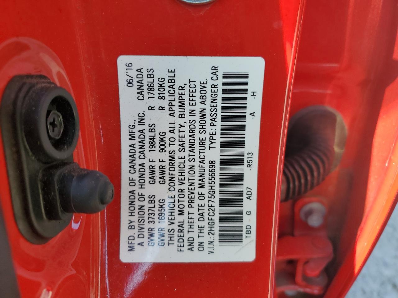 2HGFC2F75GH556698 2016 Honda Civic Ex