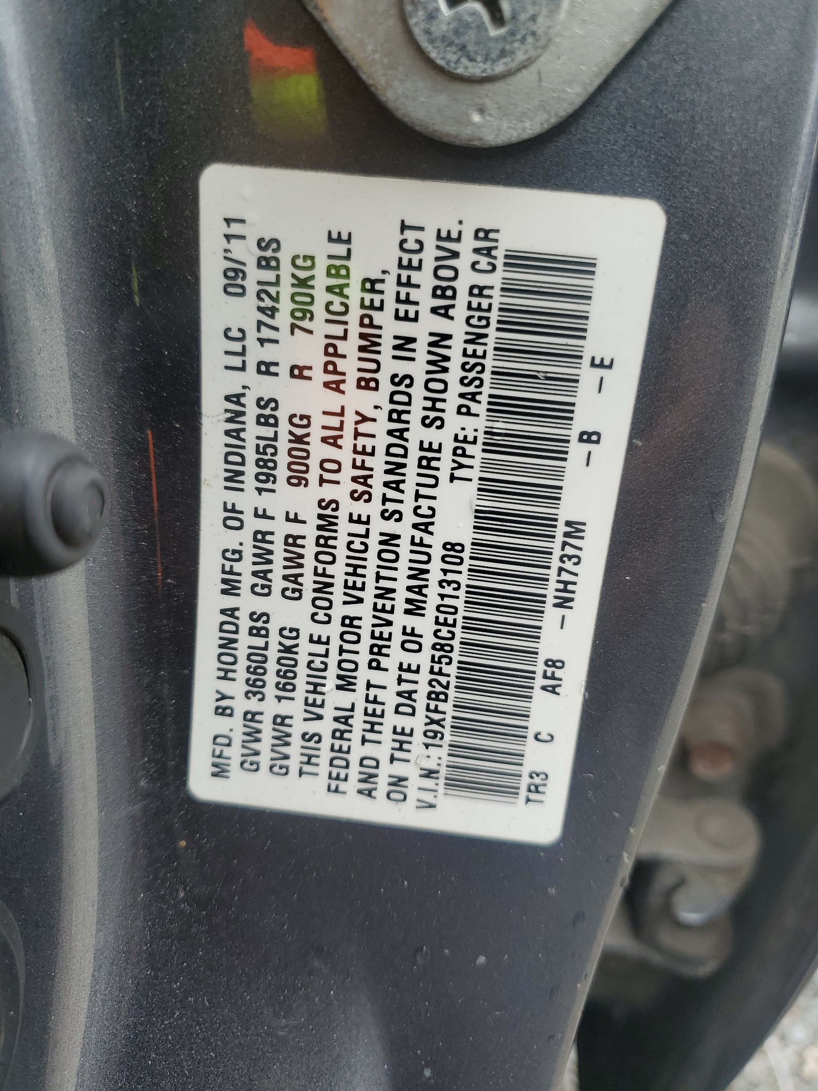 19XFB2F58CE013108 2012 Honda Civic Lx