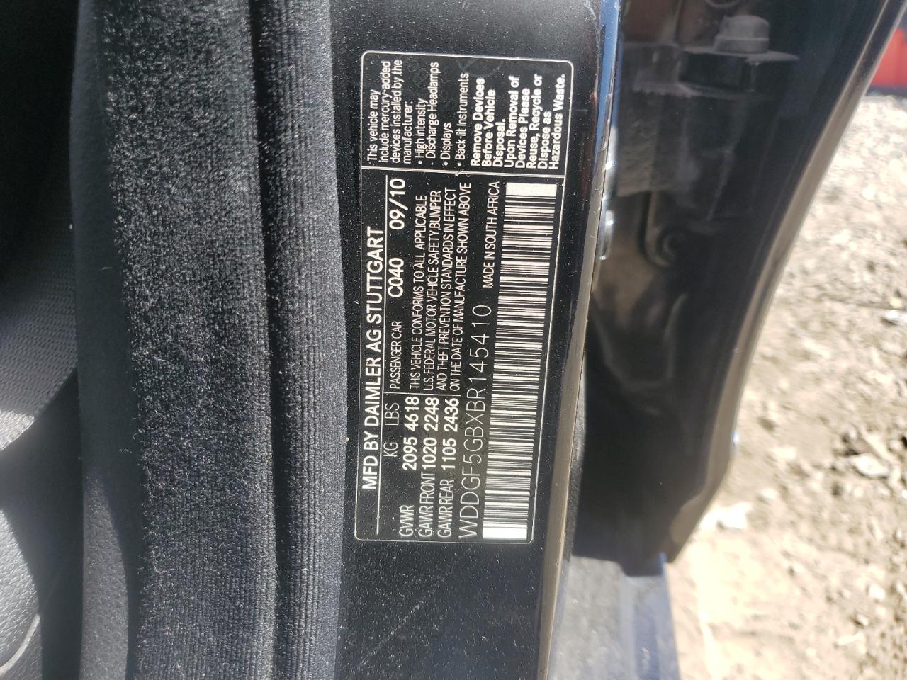 2011 Mercedes-Benz C 350 VIN: WDDGF5GBXBR145410 Lot: 66802154