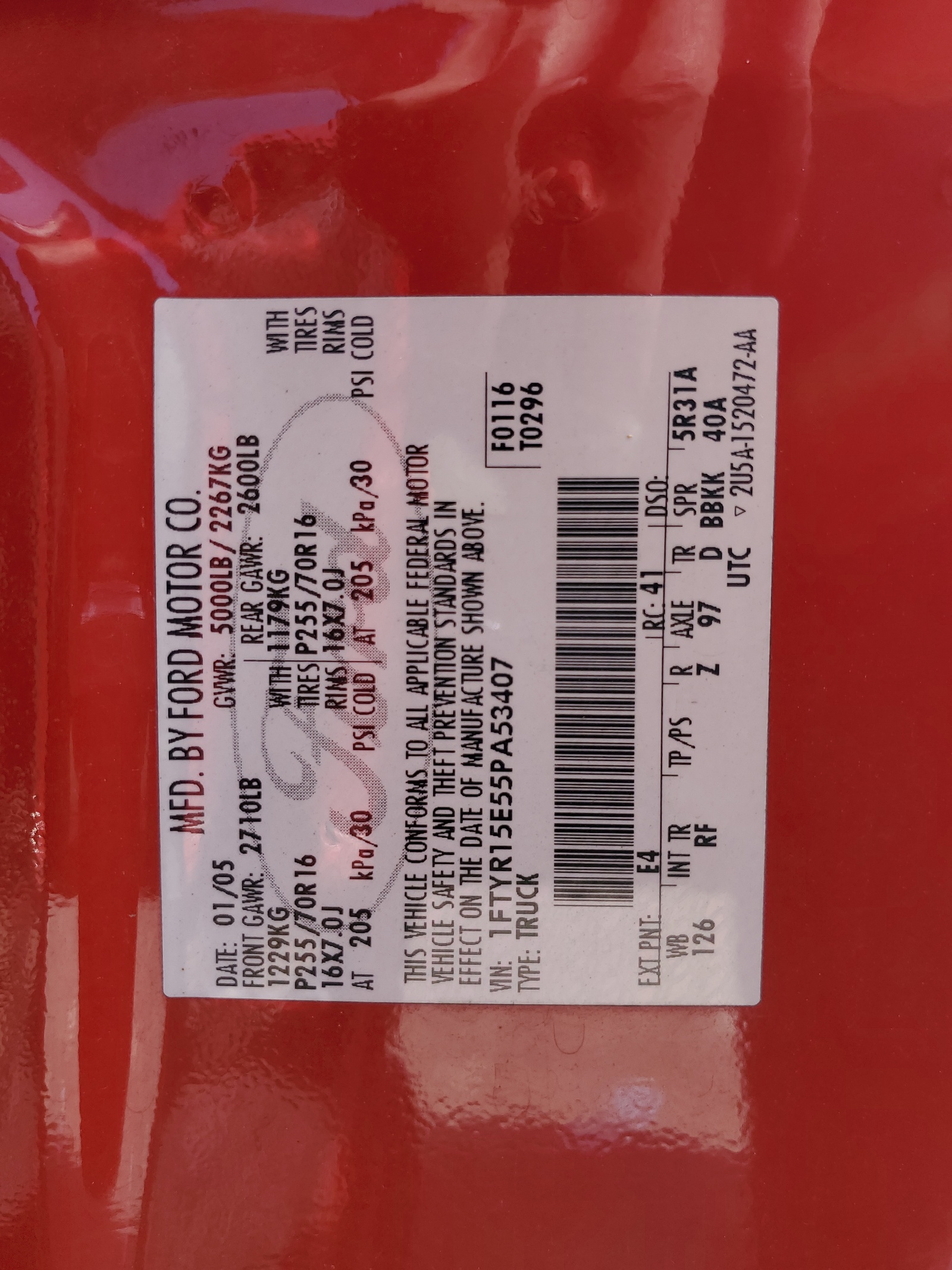 1FTYR15E55PA53407 2005 Ford Ranger Super Cab