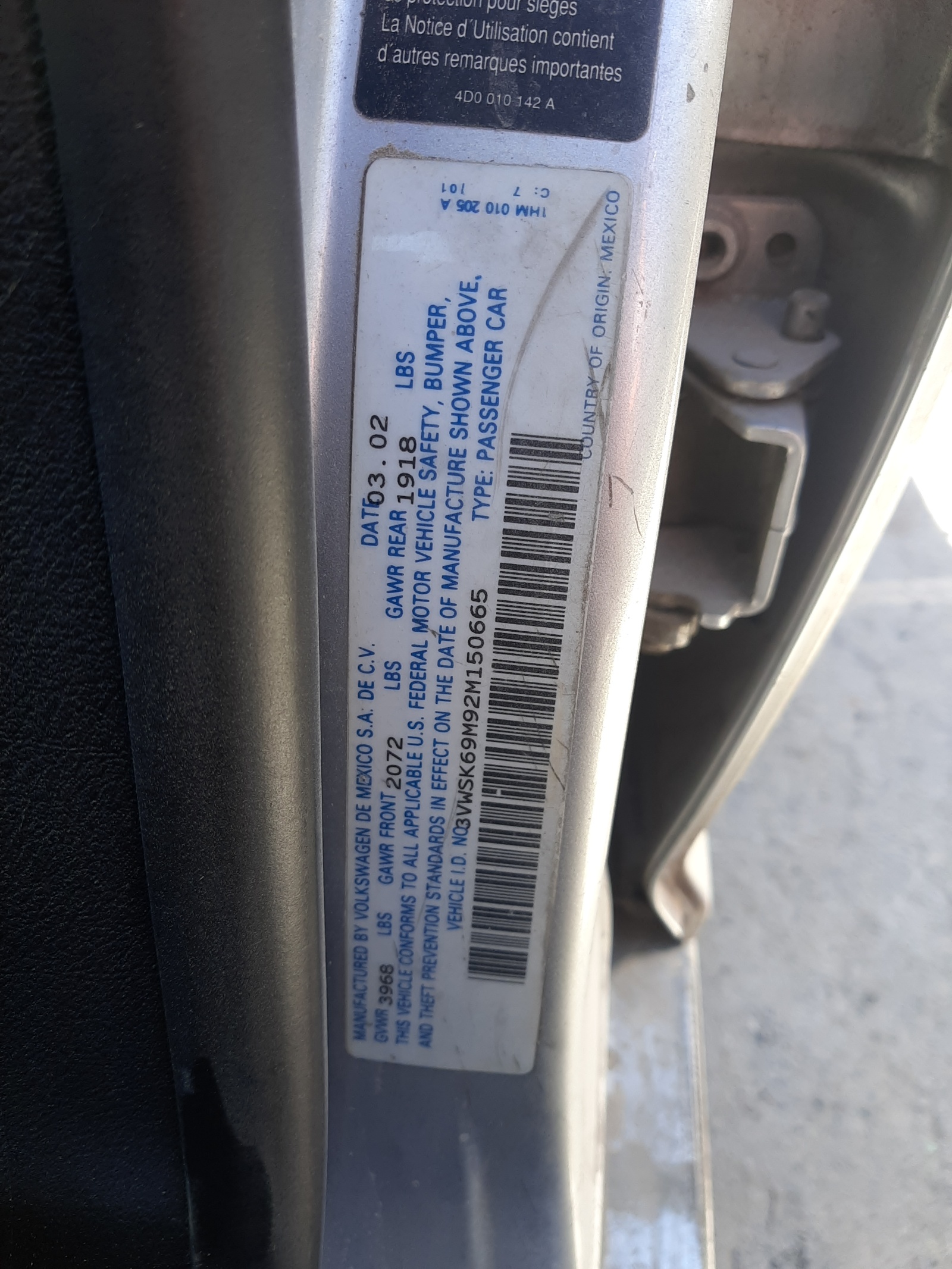 3VWSK69M92M150665 2002 Volkswagen Jetta Gls