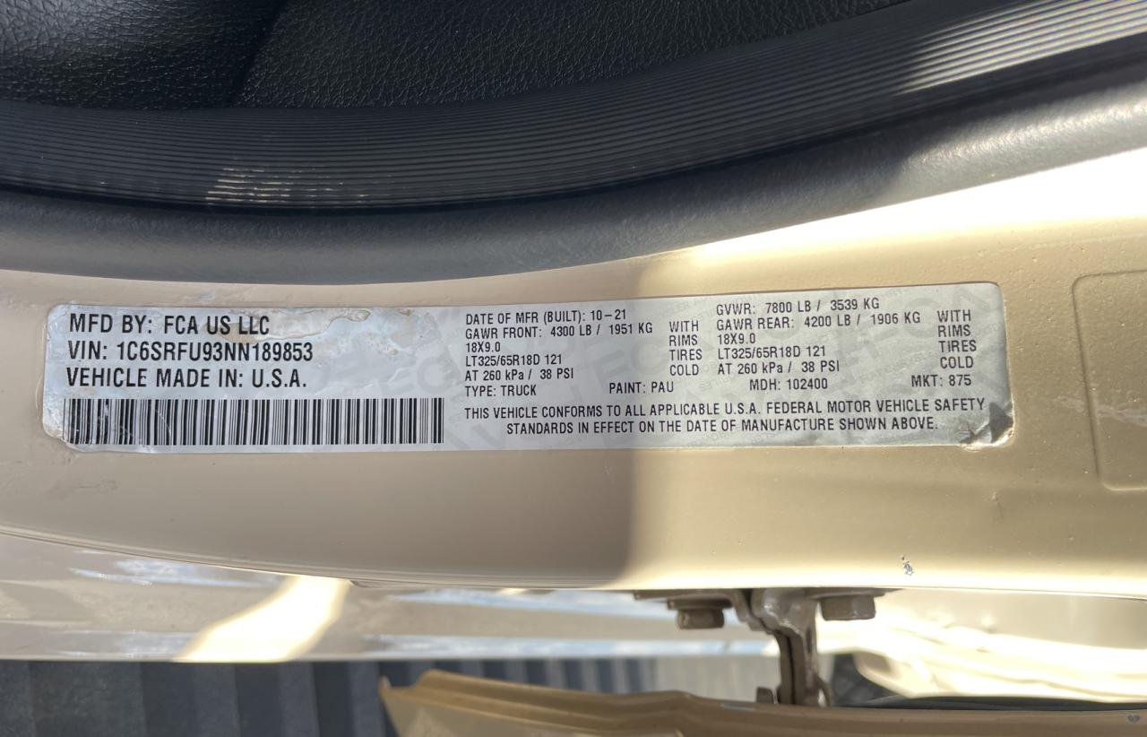 2022 Ram 1500 Trx VIN: 1C6SRFU93NN189853 Lot: 68952274