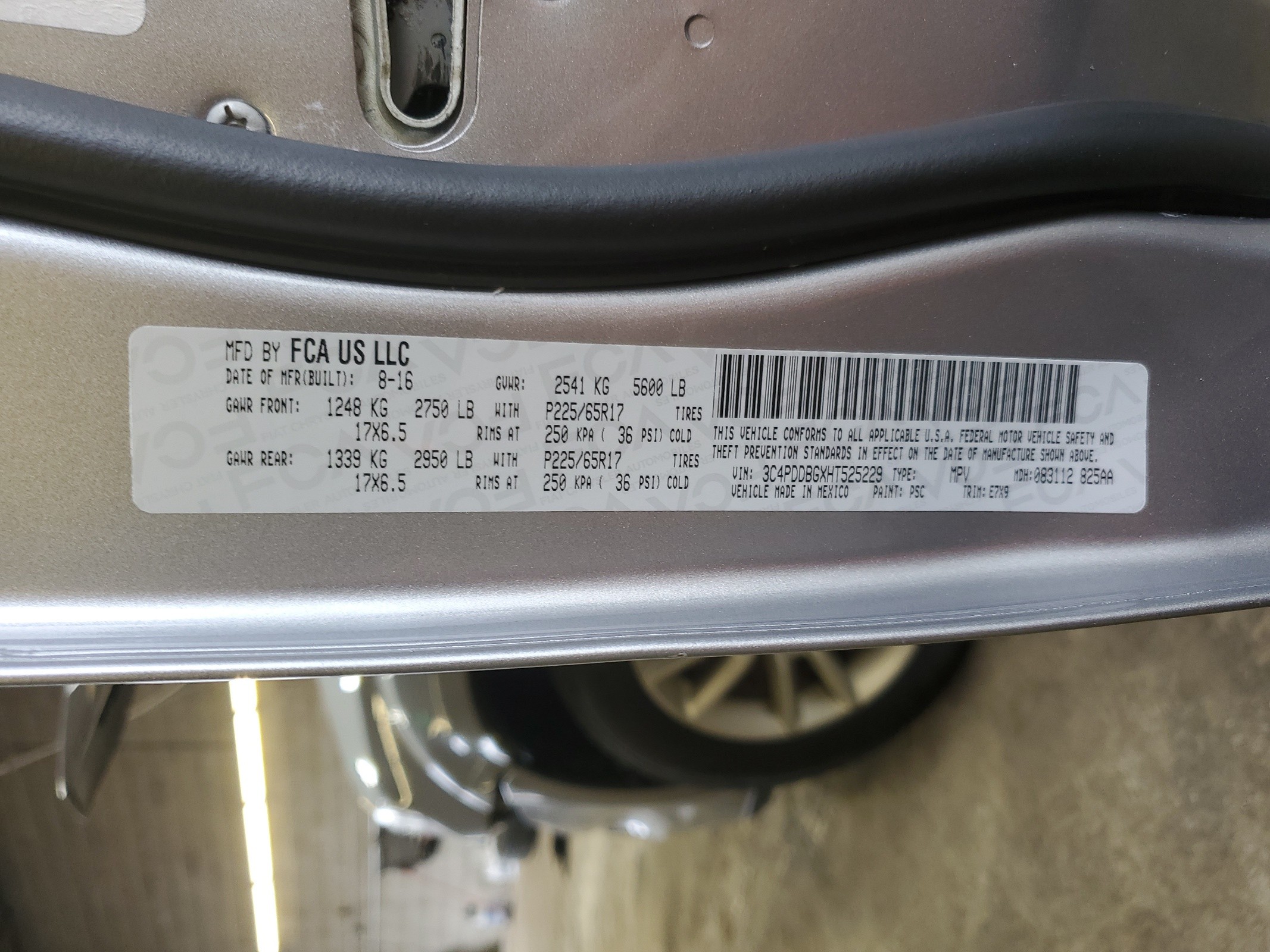 3C4PDDBGXHT525229 2017 Dodge Journey Sxt