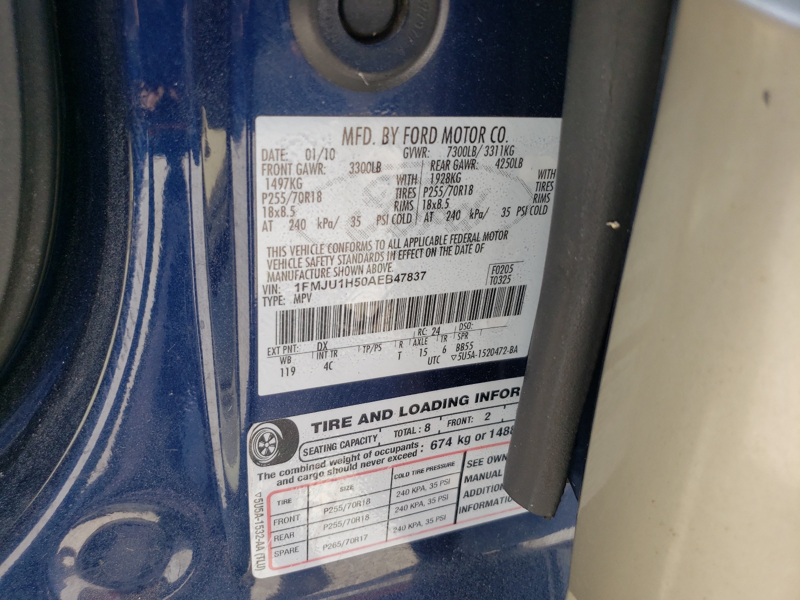 1FMJU1H50AEB47837 2010 Ford Expedition Eddie Bauer