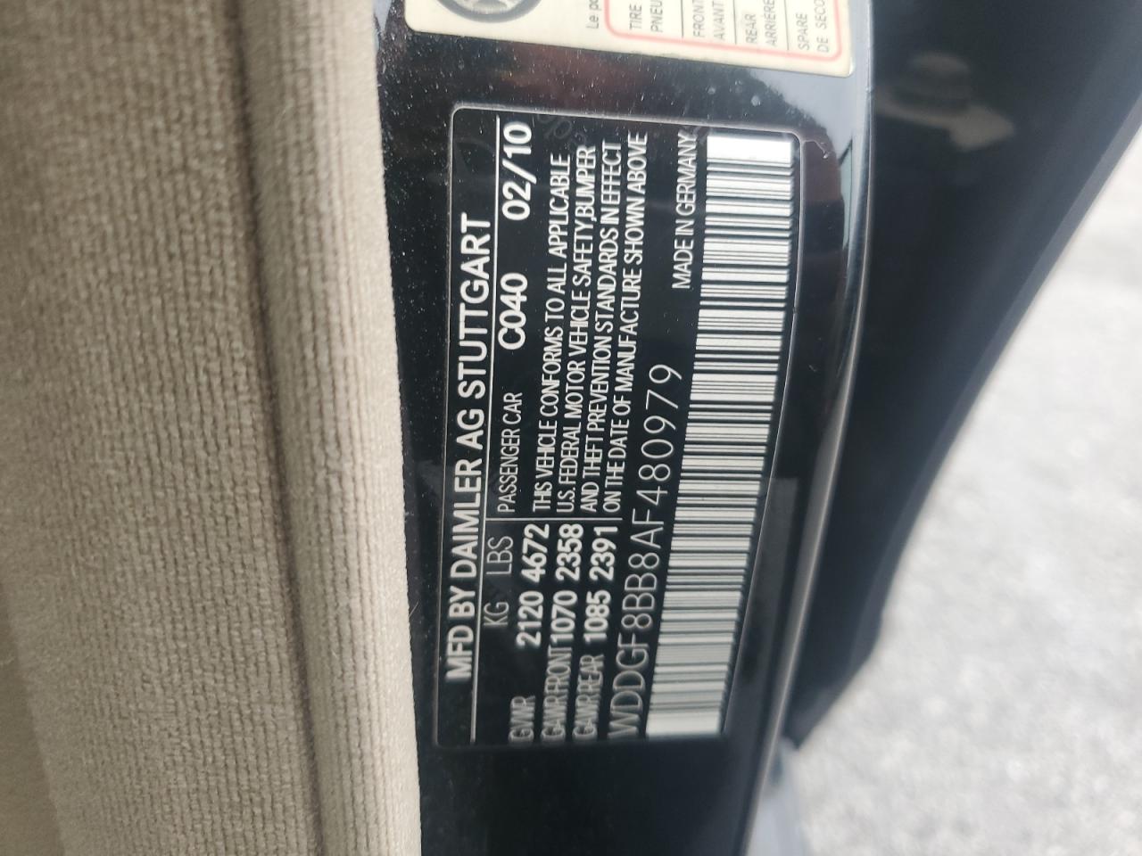 2010 Mercedes-Benz C 300 4Matic VIN: WDDGF8BB8AF480979 Lot: 66062434