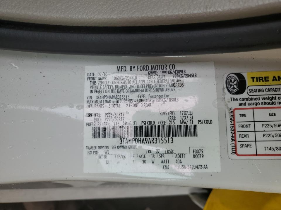 3FAHP0HA9AR315513 2010 Ford Fusion Se