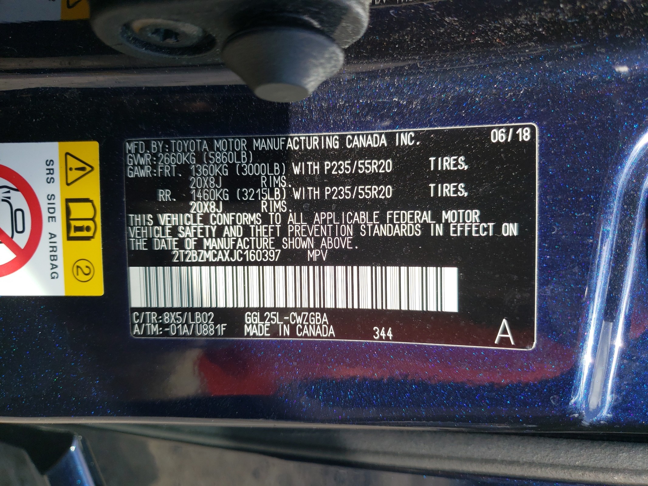 2T2BZMCAXJC160397 2018 Lexus Rx 350 Base