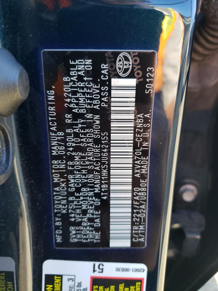 4T1B11HK5JU642155 2018 TOYOTA CAMRY - Image 15