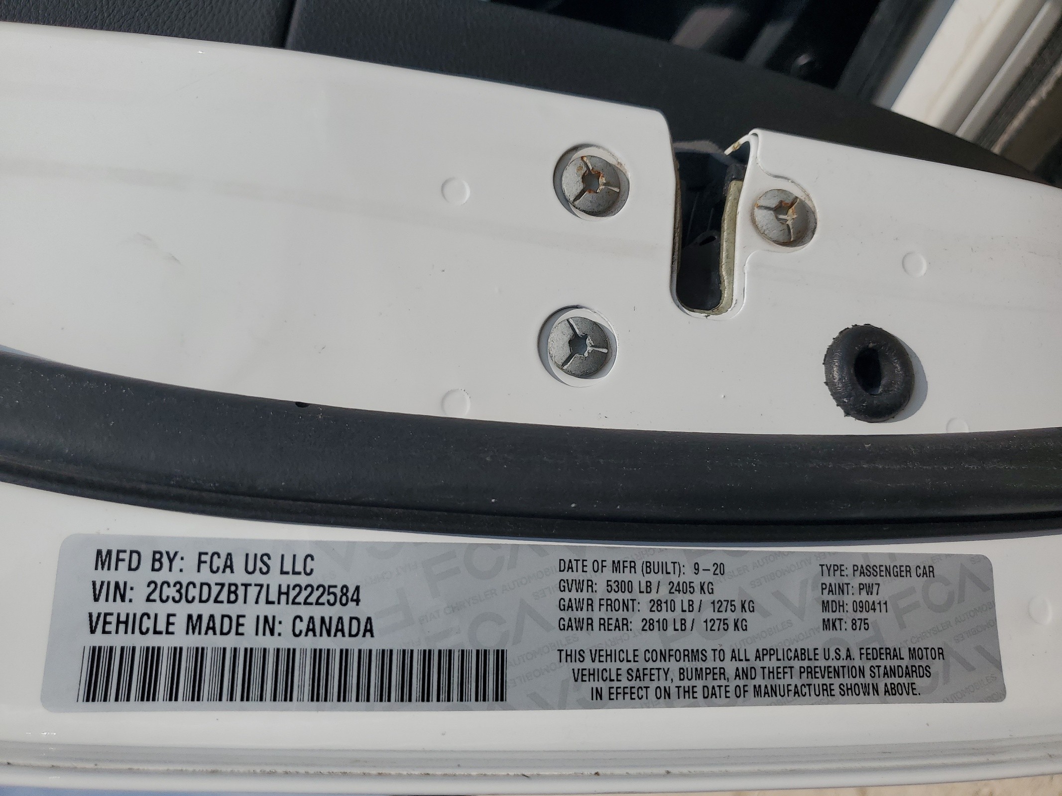 2C3CDZBT7LH222584 2020 Dodge Challenger R/T