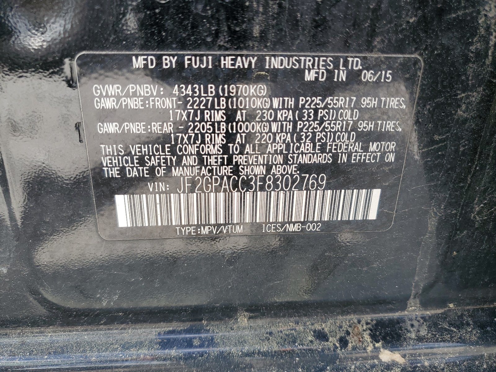 JF2GPACC3F8302769 2015 Subaru Xv Crosstrek 2.0 Premium