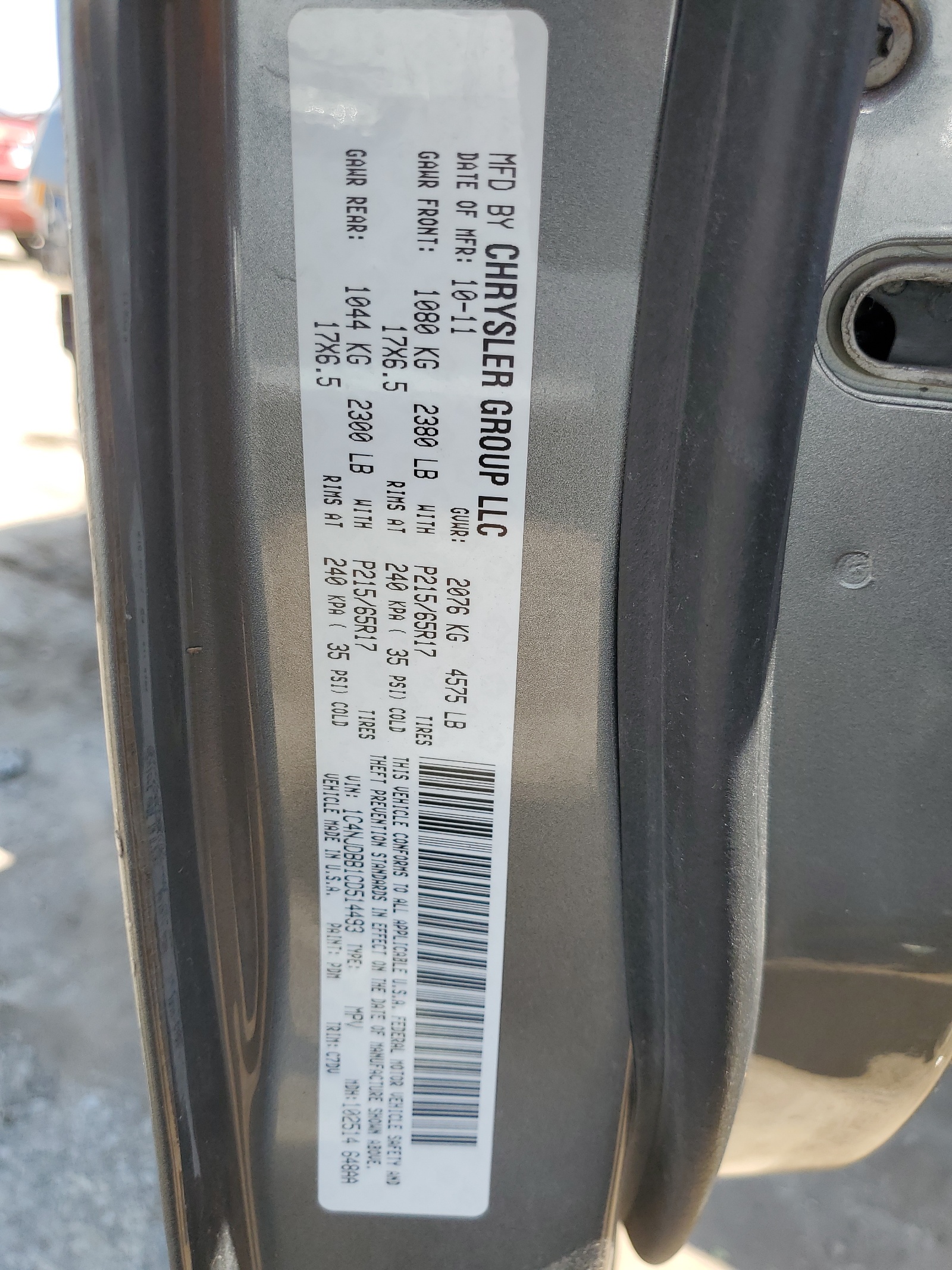 1C4NJDBB1CD514493 2012 Jeep Compass Sport