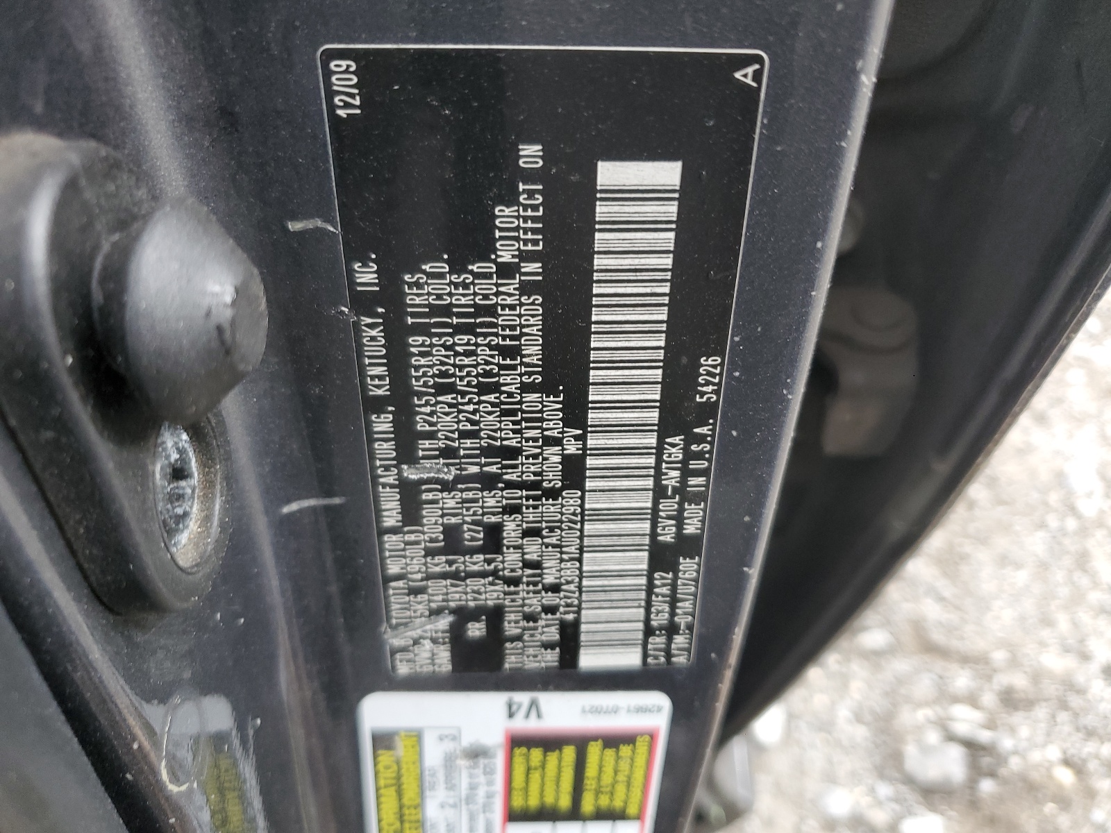 4T3ZA3BB1AU022980 2010 Toyota Venza