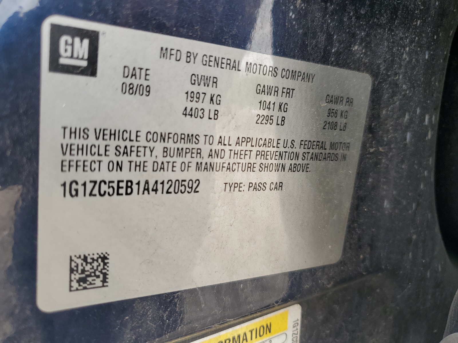 1G1ZC5EB1A4120592 2010 Chevrolet Malibu 1Lt