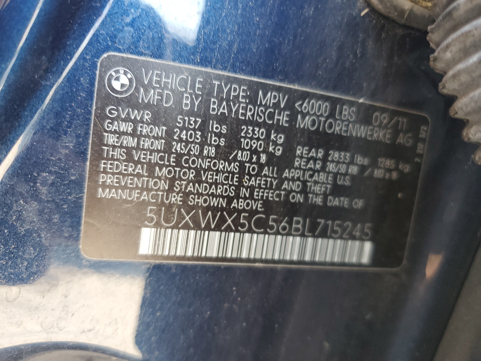 5UXWX5C56BL715245 2011 BMW X3 xDrive28I