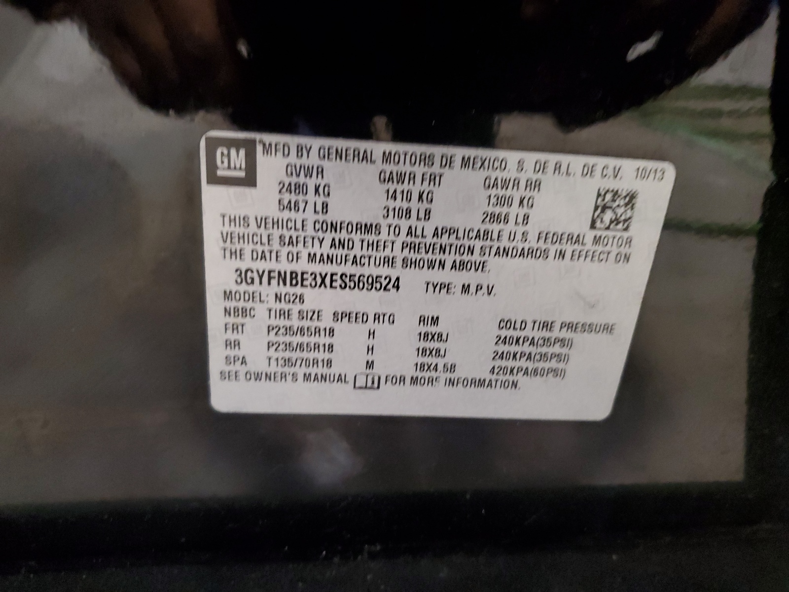 3GYFNBE3XES569524 2014 Cadillac Srx Luxury Collection