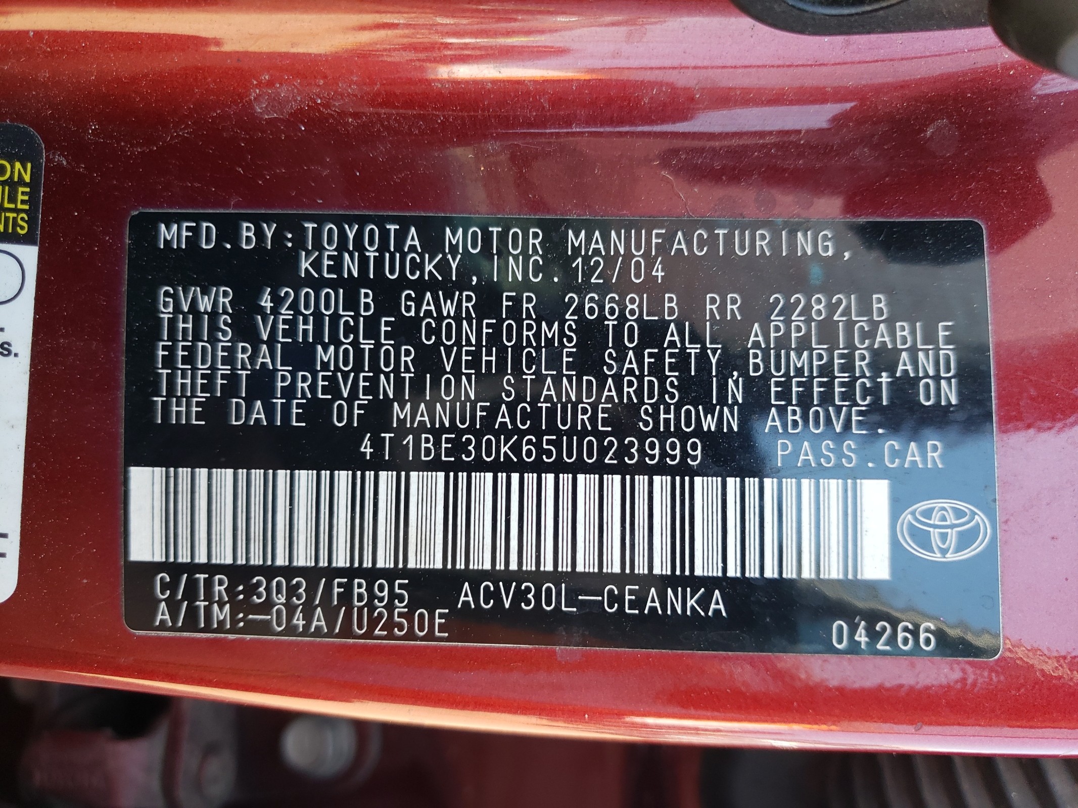 4T1BE30K65U023999 2005 Toyota Camry Le