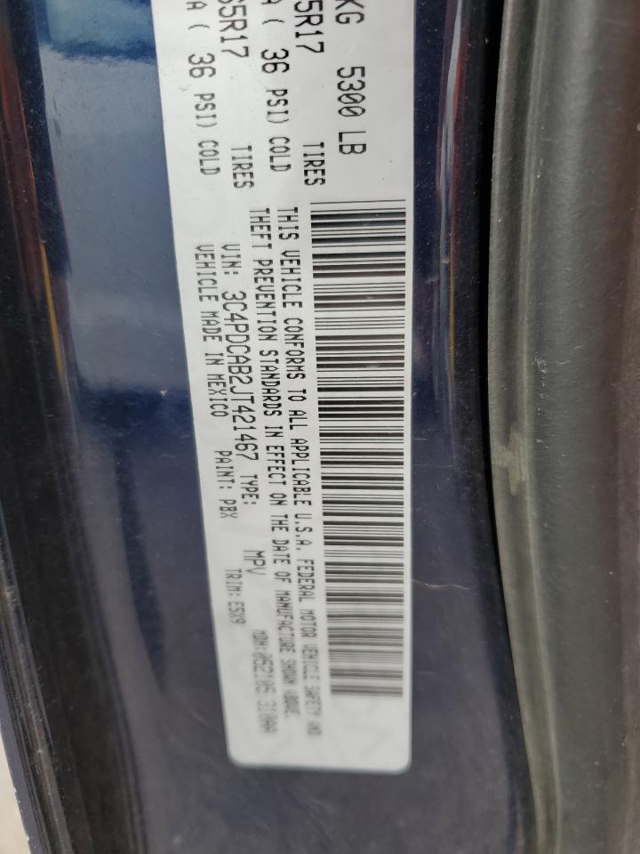 2018 Dodge Journey Se VIN: 3C4PDCAB2JT421467 Lot: 65389674