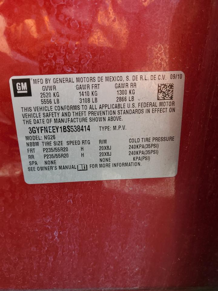 2011 Cadillac Srx Performance Collection VIN: 3GYFNEEY1BS538414 Lot: 67124874