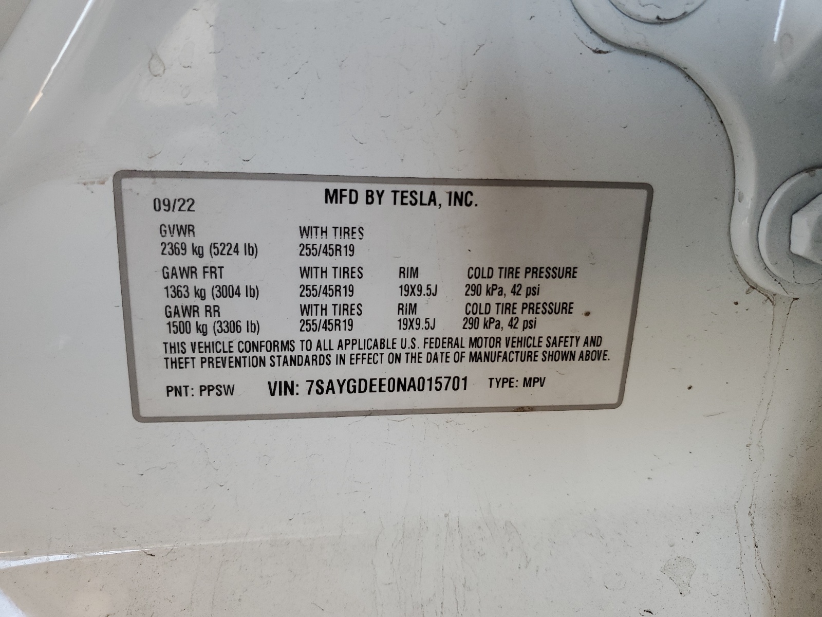 7SAYGDEE0NA015701 2022 Tesla Model Y